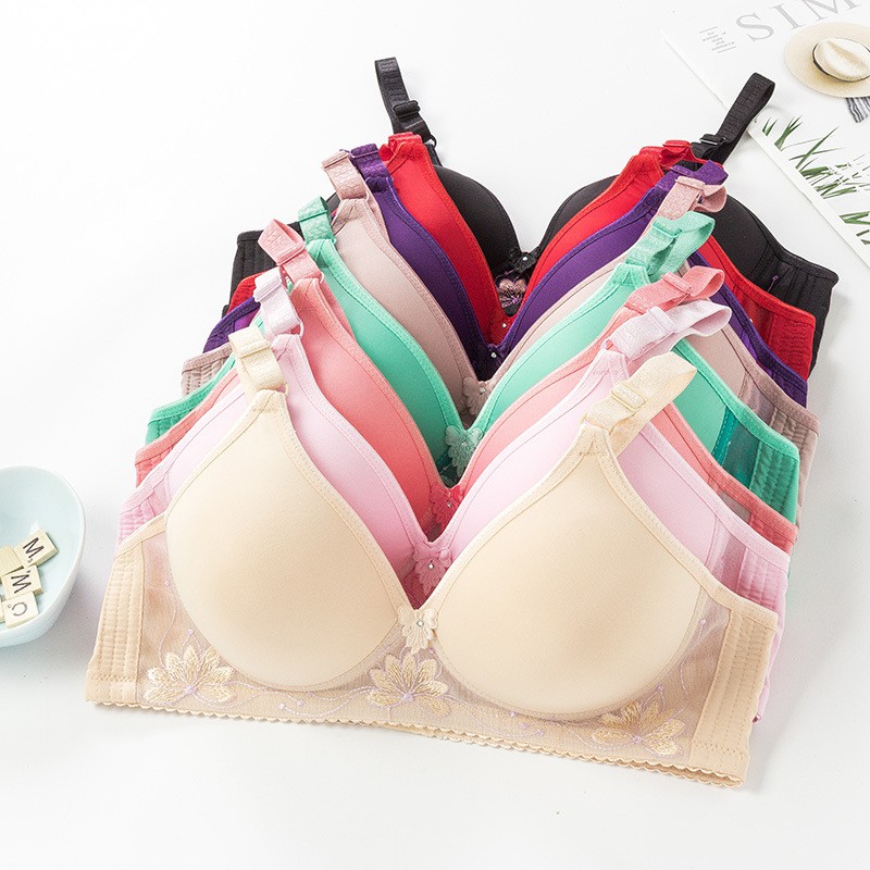 Áo Ngực Dệt Kim Không Gọng Thêu Họa Tiết Thoải Mái Cho Nữ