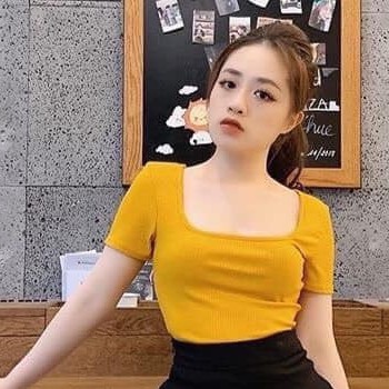 Áo croptop trơn cổ vuông xinh xắn chất thun bozip êm đẹp siêu hot