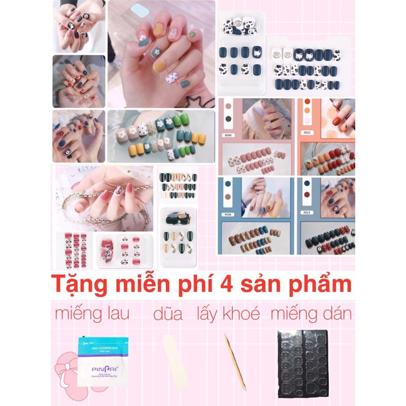 Bộ 24 Móng Tay Giả Xinh Chống Thấm Nước ( Tặng 4 Sản Phẩm Miễn Phí Đi Kèm)