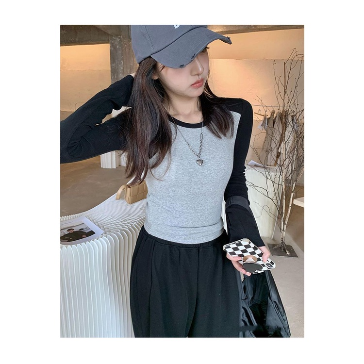 [MURIOKI] Áo Thun Tay Dài Dáng Ngắn Thời Trang Mùa Thu 2022 Cho Nữ