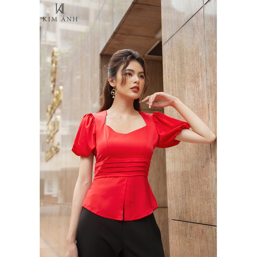 Áo sơ mi kiểu tay bồng ngắn STELLA TOP
