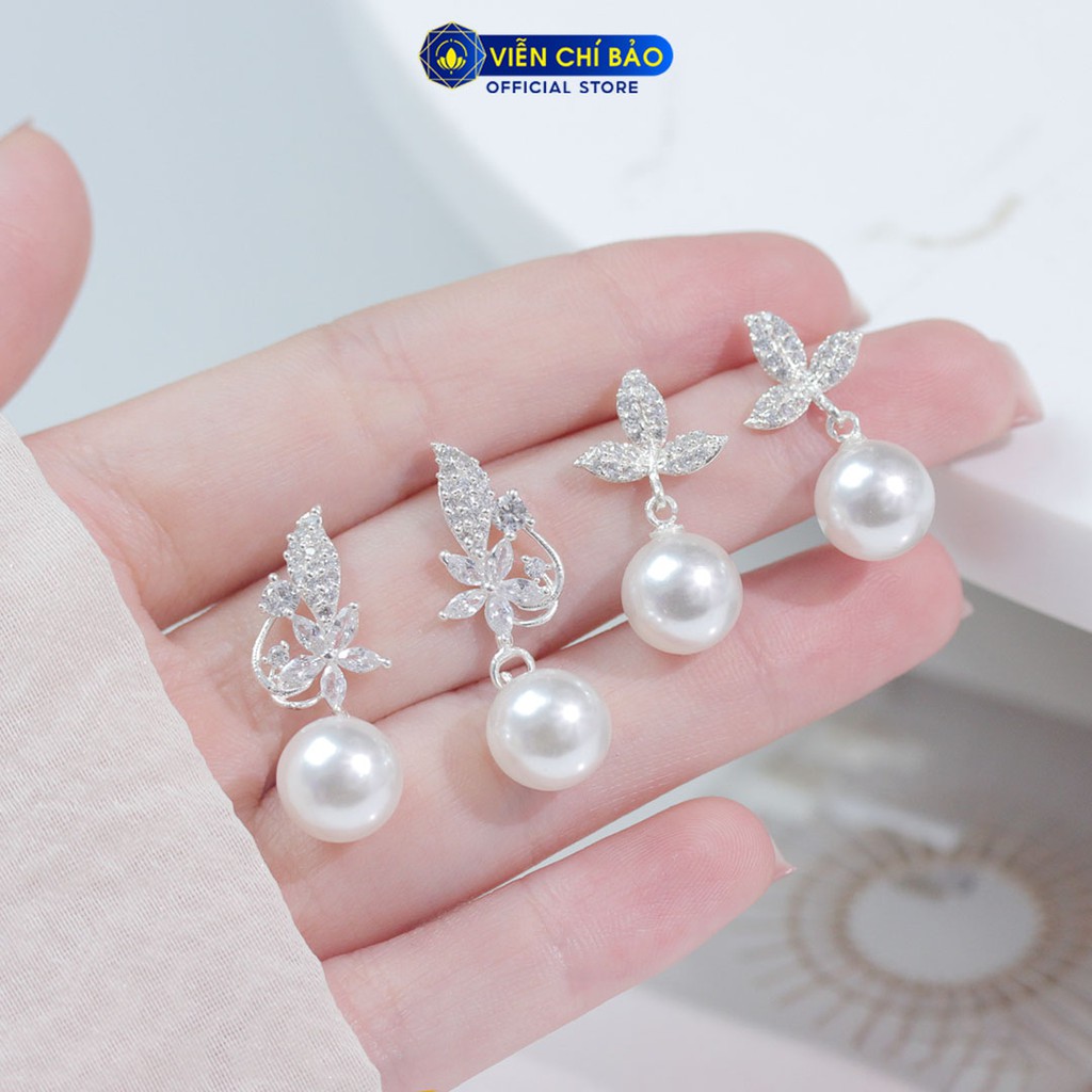 Bông tai bạc nữ đính đá nhiều kiểu dáng chất liệu bạc 925 thời trang phụ kiện trang sức Viễn Chí Bảo