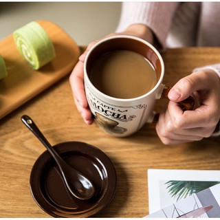 Cốc café: cốc + nắp sứ + thìa sứ