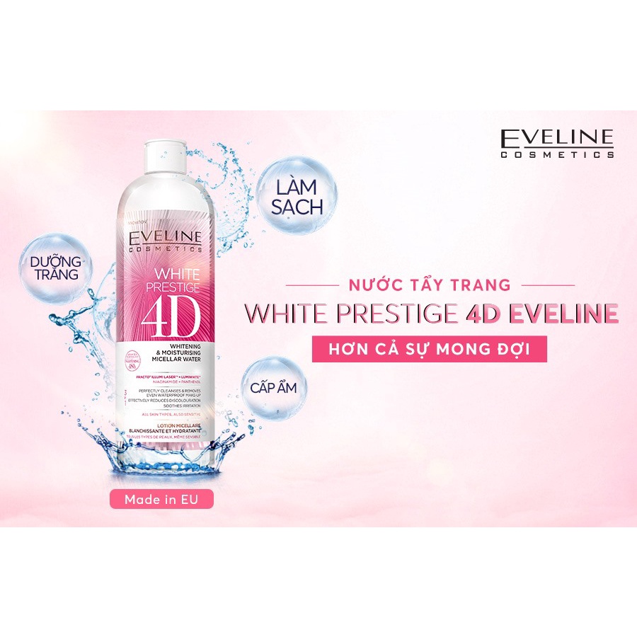 Nước Tẩy Trang Eveline White Prestige 4D Làm Trắng Và Dưỡng Ẩm Da 500ml