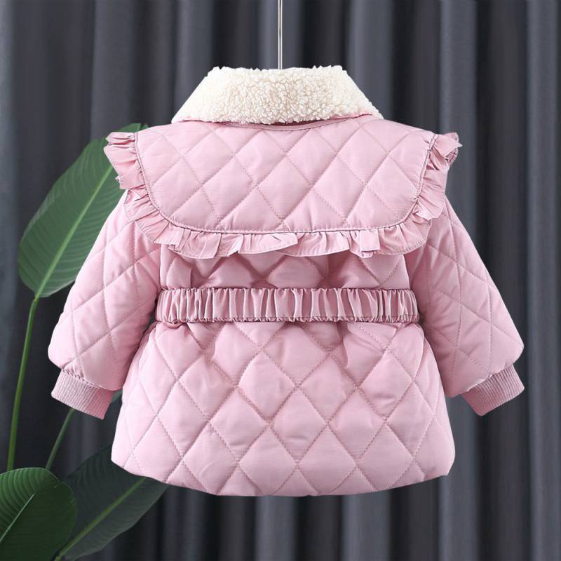 Aó khoác phao trần trám phối cổ xinh xắn cao cấp cho bé gái mặc đi học đi chơi size từ 8-22kg