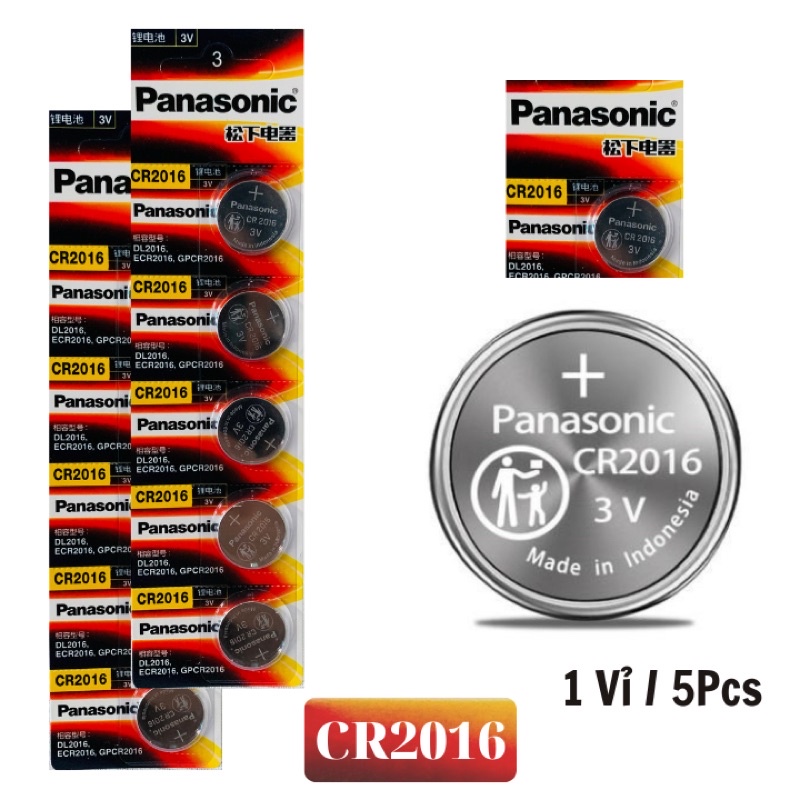 Vỉ 5 viên Pin Cúc Áo Panasonic CR2032, CR2016, CR2025, CR1632, CR2450 3V Lithium