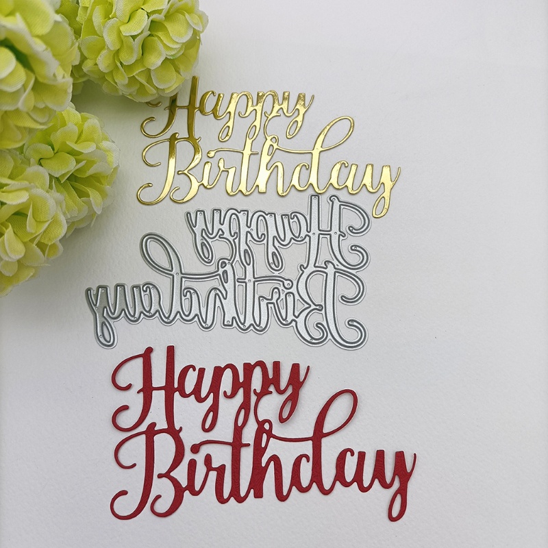 Khuôn cắt giấy làm từ kim loại hình chữ Happy Birthday trang trí Scrapbook đẹp mắt