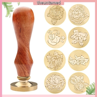 Antique Rose Flower Metal Sealing Wax Stamps Wood Handle Invitations Decor