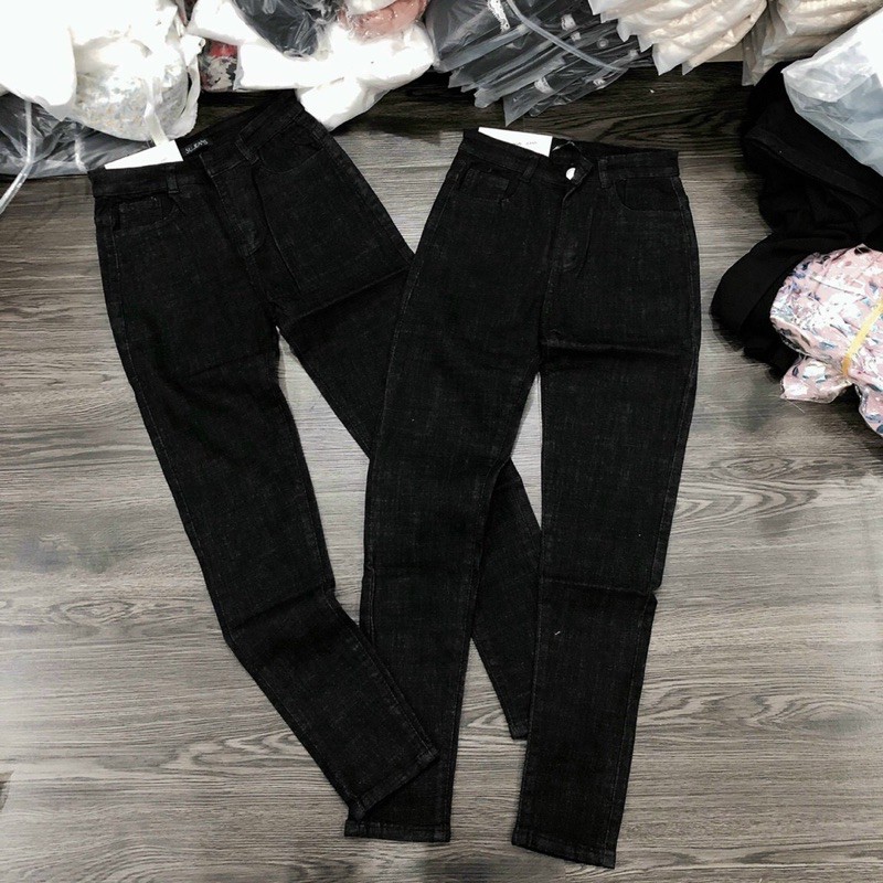 [Có size lớn] Quần jean dài giãn cơ bản màu đen xám
