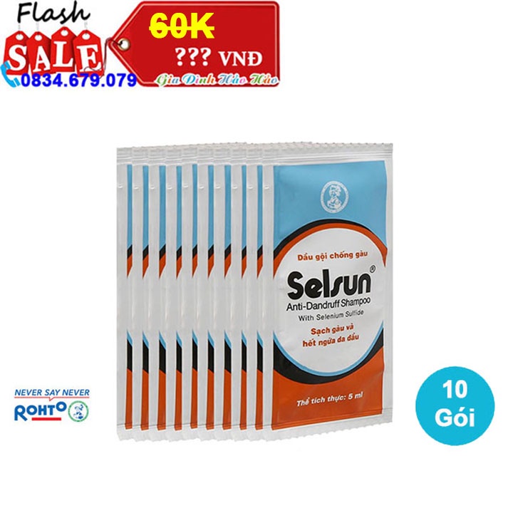 COMBO 10 GÓI DẦU GỘI CHỐNG GÀU SELSUN X 5ML - DATE MỚI