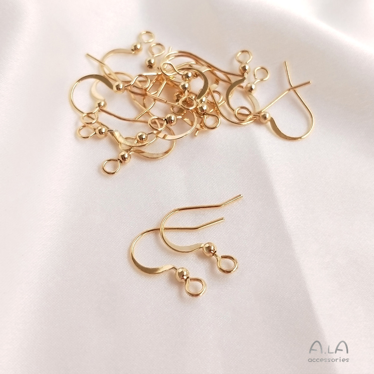 [Little Blu] Phụ Kiện Móc Xỏ Lỗ Tai Bằng Đồng 14K Màu Vàng Kim Không Gây Dị Ứng Làm Phụ Kiện Thủ Công diy