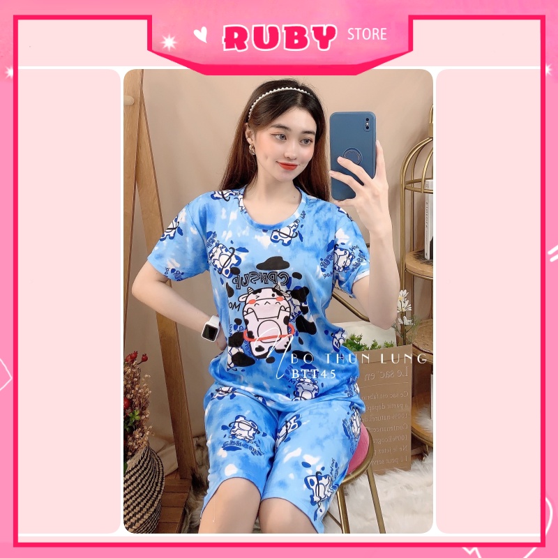 Đồ bộ Bò Sữa nữ mặc nhà Free Size Dưới 47KG chất thun mềm mịn ❤ Rubystorevn