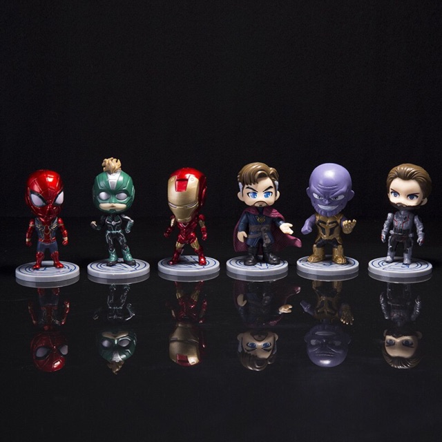 Lẻ Mô hình siêu anh hùng người sắt người nhện dr strange thanos captain Marvel figure chibi