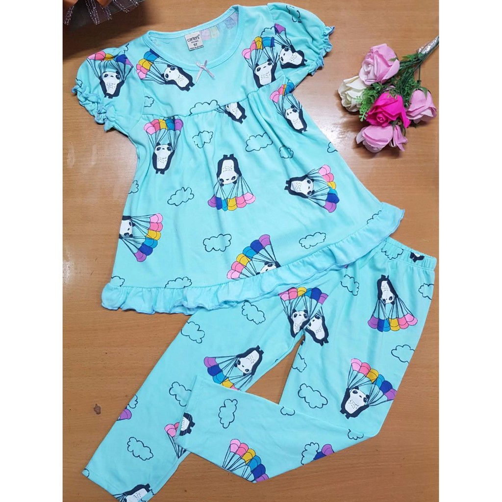 Bộ thun bé gái quần dài tay phồng cho bé đi hoc di chơi