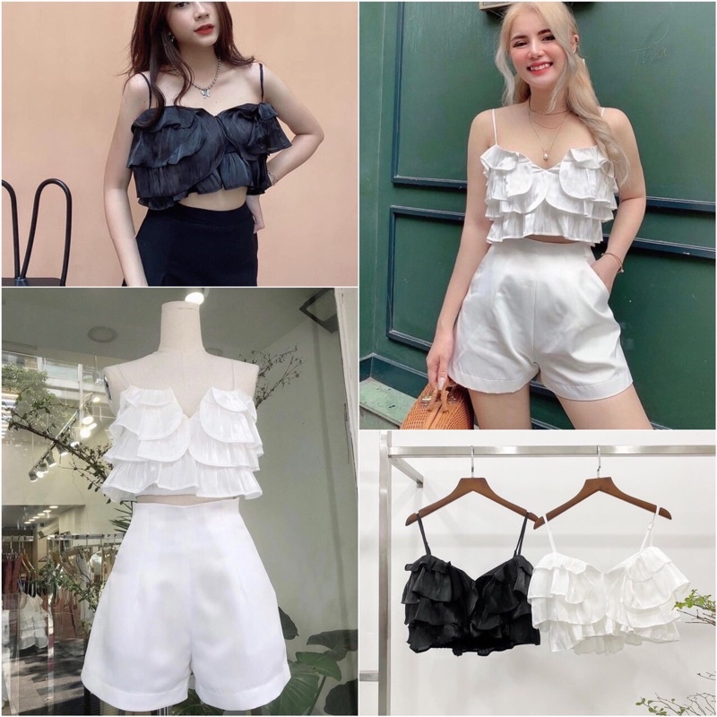 Áo 2Dây Bèo Tầng 2Lớp Chất Tơ Đẹp Ko Châm Chích 2Màu
