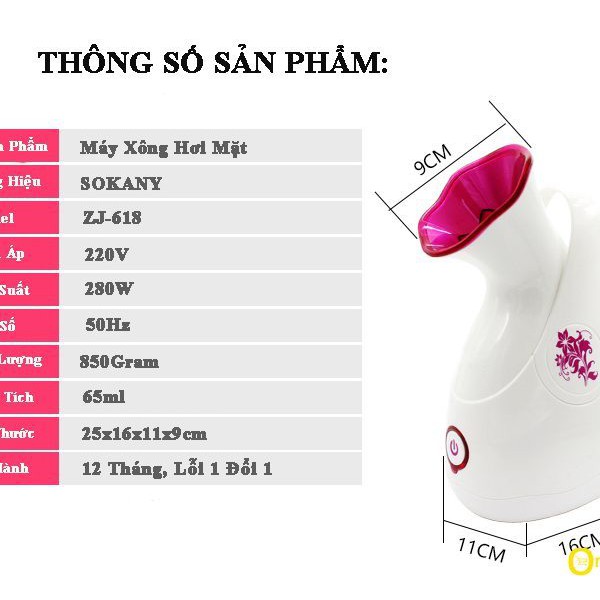 [Hot trend][KMĐB] Máy xông hơi mặt Sokany (Hồng) ZJ 618