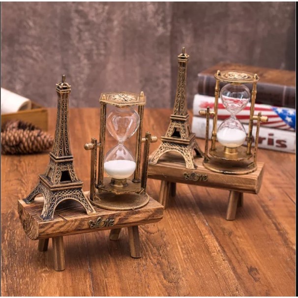 Mô hình đồng hồ cát KỆ GỖ trang trí phong cách cổ điển sang trọng