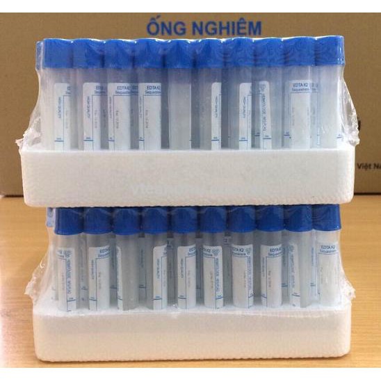 Khay 100 Ống Nghiệm Chống Đông EDTA Ống Đựng Máu Chống Đông Nhựa