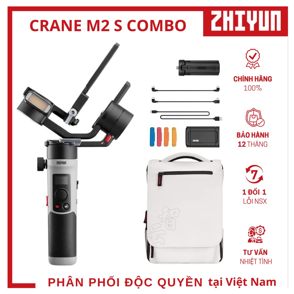 ZHIYUN CRANE M2 S COMBO GIMBAL - HÀNG CHÍNH HÃNG - Tay cầm chống rung dành cho Máy ảnh