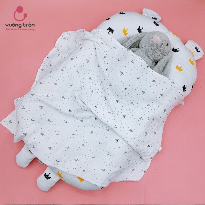 Nôi vải chung giường cao cấp Vuông Tròn cotton Hàn chần bông, đệm nằm chung giường đẹp an toàn cho bé yêu