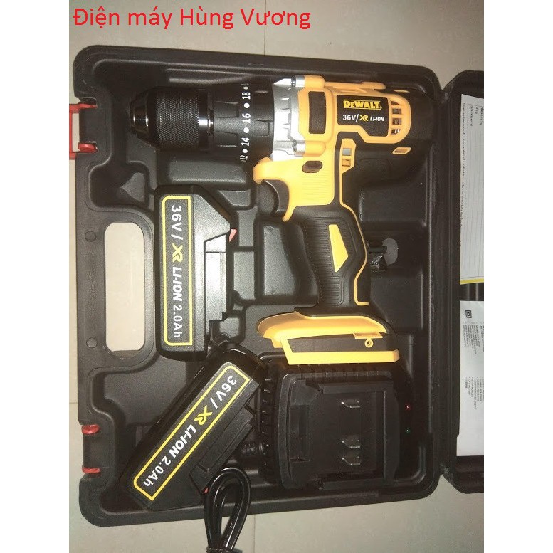 Máy khoan pin búa Dewalt Dcd700 36vmax, Made in Thái lan, đầu kẹp mũi khoan 13mm, khoan bê tông khỏe, vỏ nhựa đen.