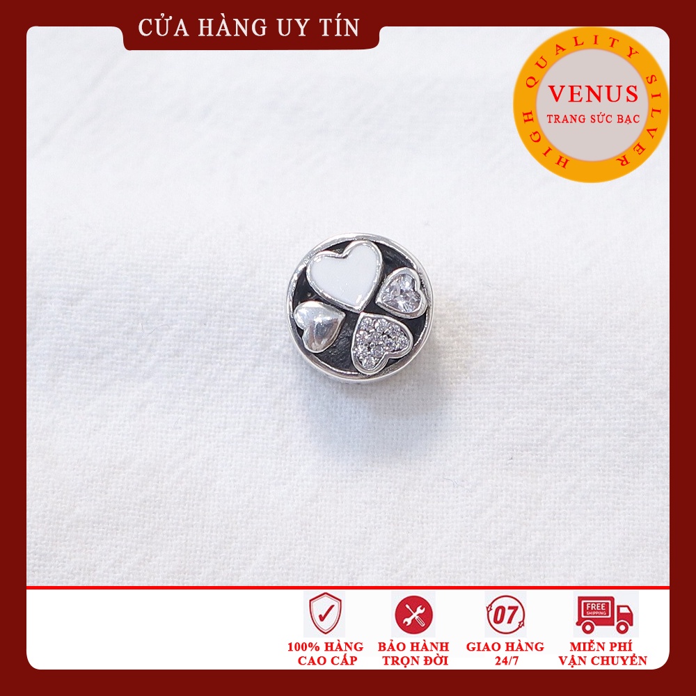 [Charm bạc 925 cao cấp] Charm bạc cỏ 4 lá cánh tim- Mã sản phẩm VENUSXCL