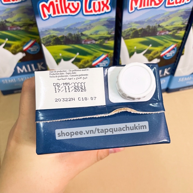 COMBO 3 HỘP Sữa tươi không đường ÍT BÉO 1.5% MILKY LUX 1L tiệt trùng Pháp có tem phụ