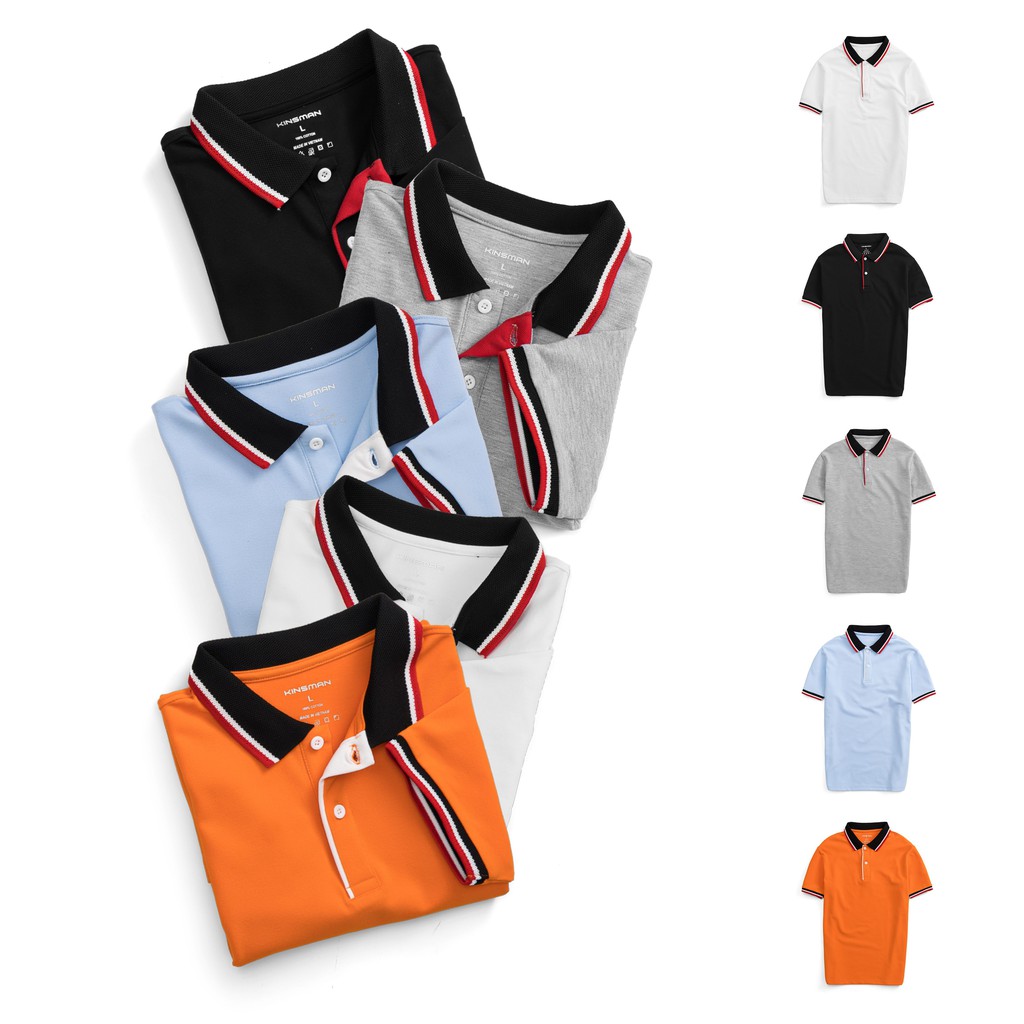 [Mã 12FASHIONSALE1 giảm 10K đơn 50K] Áo Thun polo Nam KINSMAN Tay Ngắn có cổ phối lé vải Cotton dày mịn Rẻ Đẹp PL723