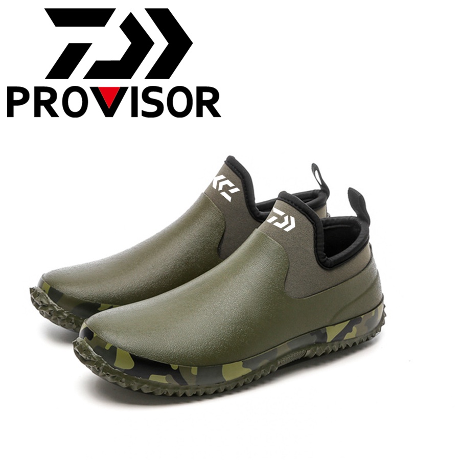 Daiwa Giày Bốt Cao Su Tự Nhiên Chống Trượt / Thấm Nước Tiện Dụng Cho Nam Đi Mưa / Câu Cá