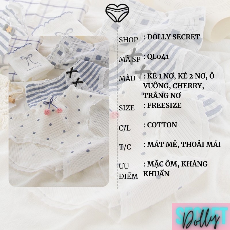 Quần lót len tăm viền ren dễ thương đính nơ dễ thương cho nữ DOLLYSECRET QL041 | BigBuy360 - bigbuy360.vn