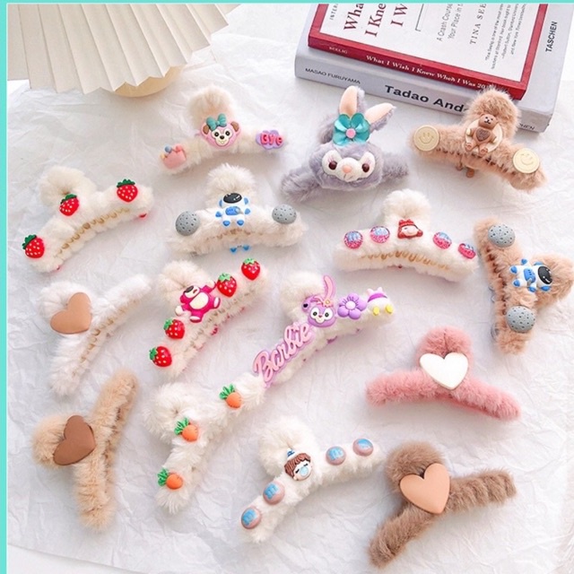 Kẹp tóc hình cá mập phủ lông dễ thương thời trang thu đông cho nữ