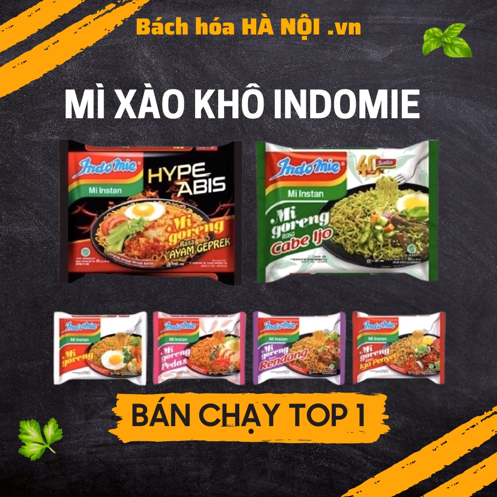 Mì Xào Khô / Mì Trộn Indomie Mi Goreng 6 Vị: Ớt Xanh, Gà Cay, Bò Cay, Sườn, Đặc Biệt - Ngon Số 1 Thế Giới