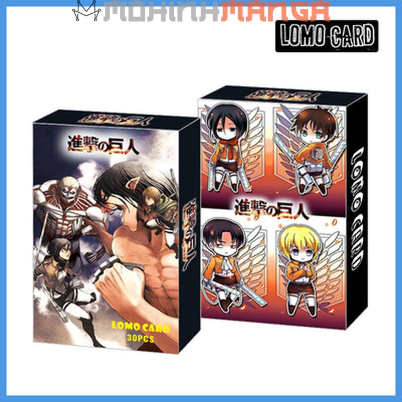 Lomo card hộp 30 thẻ truyện Attack on titan đại chiến poster card Eren Levi Mikasa Armin Reiner Hange Sasha