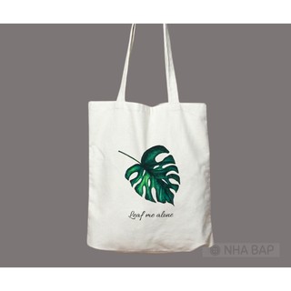NHABAP Túi vải canvas Chiếc Lá Vẽ Handmade nghệ thuật không đáy vuông