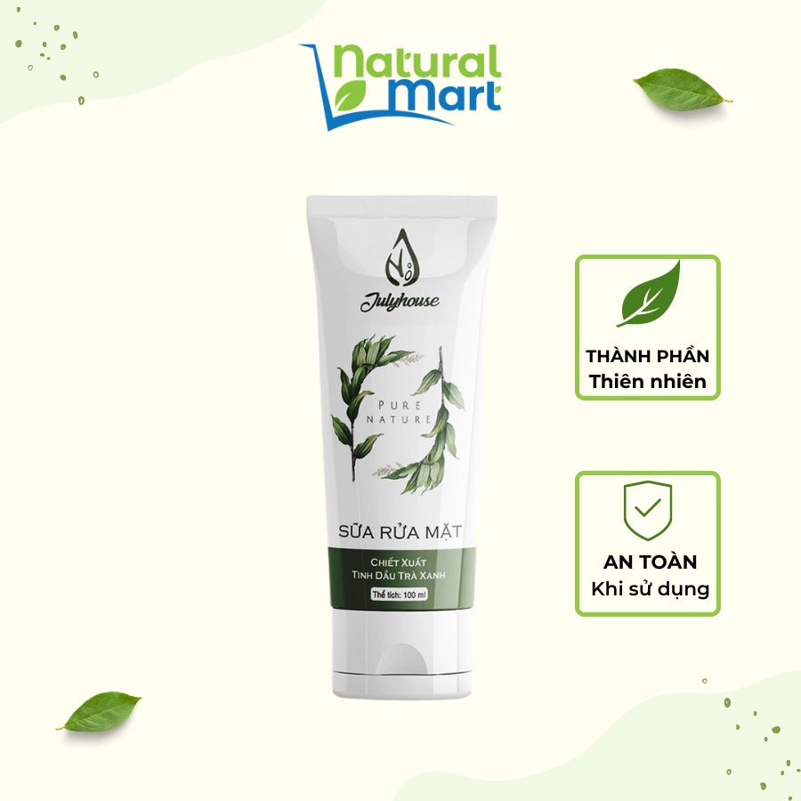 Sữa rửa mặt tinh dầu Trà Xanh 100ml JULYHOUSE làm sạch sâu da mặt, an toàn lành tính - NaturalMart