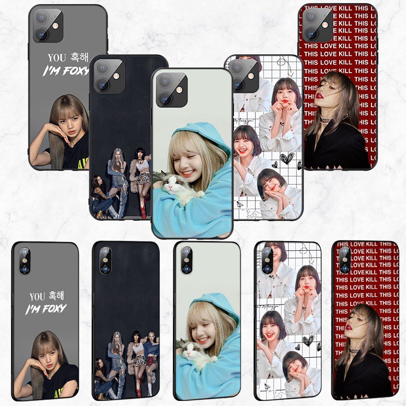 iPhone XR X Xs Max 7 8 6s 6 Plus 7+ 8+ 5 5s SE 2020 Soft Silicone Cover Phone Case Casing GR19 Black Lisa Rose Jisoo Jennie K pop Pink