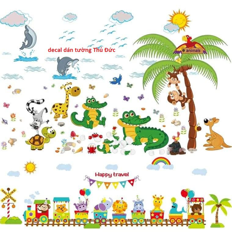 decal dán tường combo vườn thú