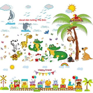 Decal dán tường combo vườn thú