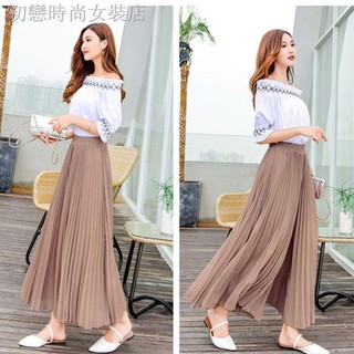Quần Dài Ống Rộng Lưng Cao Chất Liệu Chiffon Cao Cấp Thời Trang