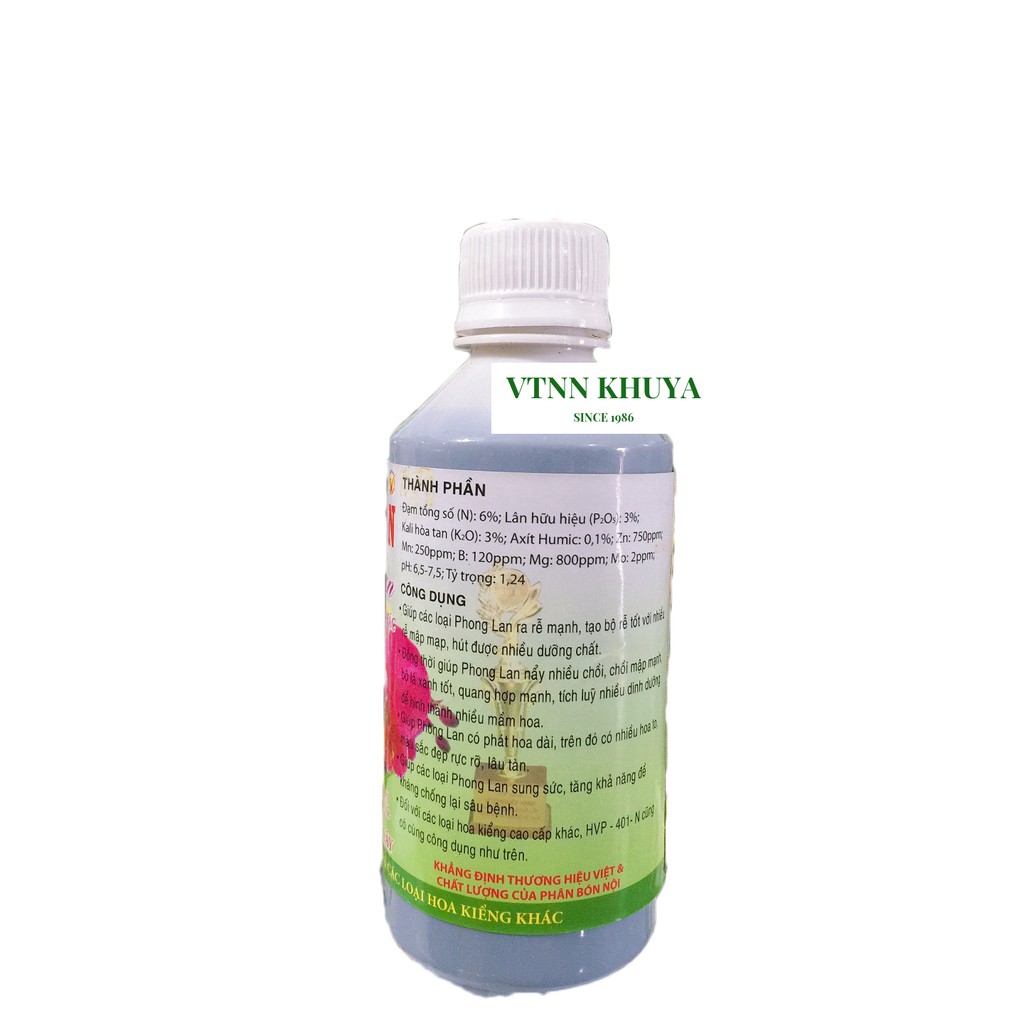 Phân bón lá vi lượng HVP/NT 401N chai 250ml Chuyên Phong lan và cây kiểng khác