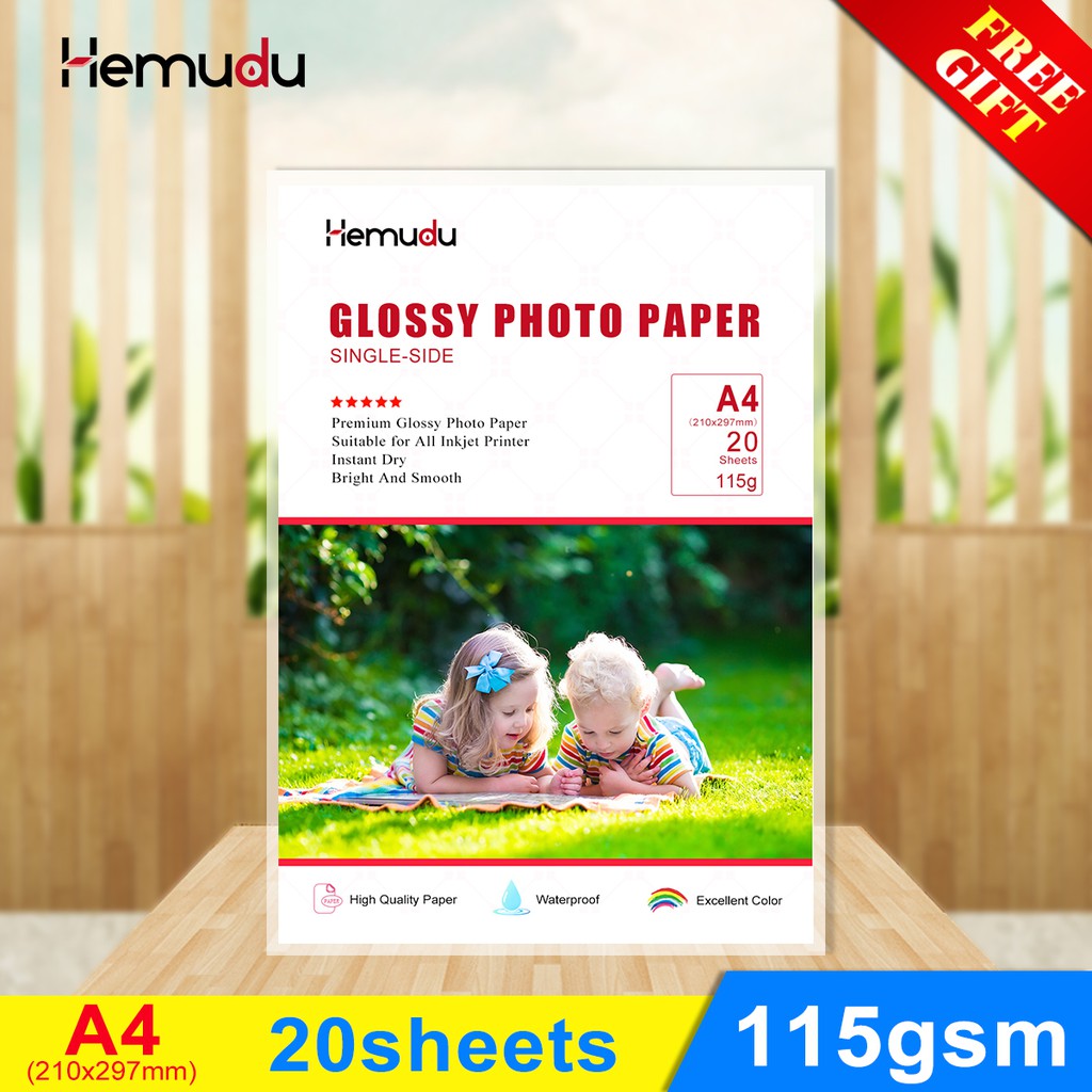 GIẤY IN ẢNH A4 Glossy Photo Paper 115gsm 20 Sheets High Quality For Inkjet Printers