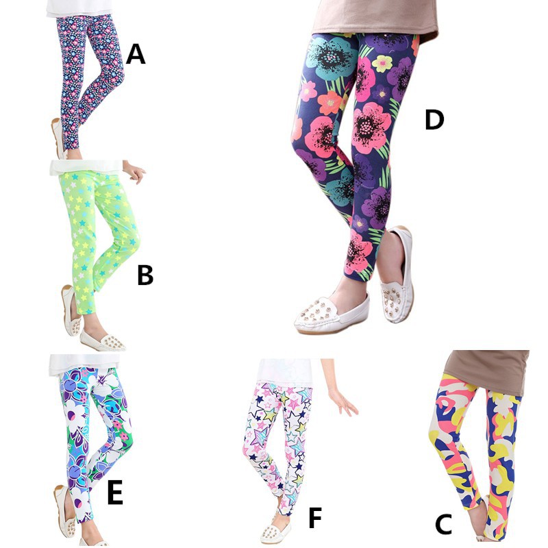 Quần Legging Co Dãn In Hoa Cho Bé Gái 2-14 Tuổi