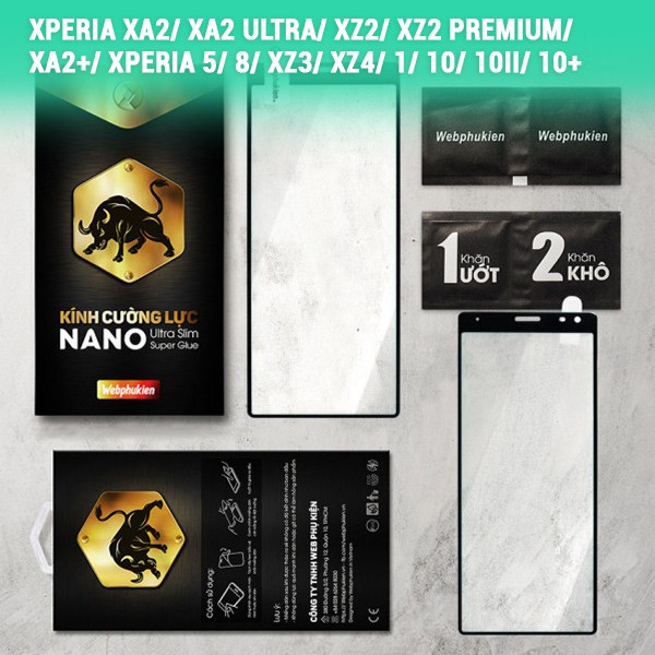 Kính cường lực Full Viền Các DÒNG XPERIA XA2/XA2 Ultra/XZ2/XZ3/XZ2 Premium/XA2 Plus/Xperia 5/8/1/10/10ii/1ii/10+/XZ3/XZ4
