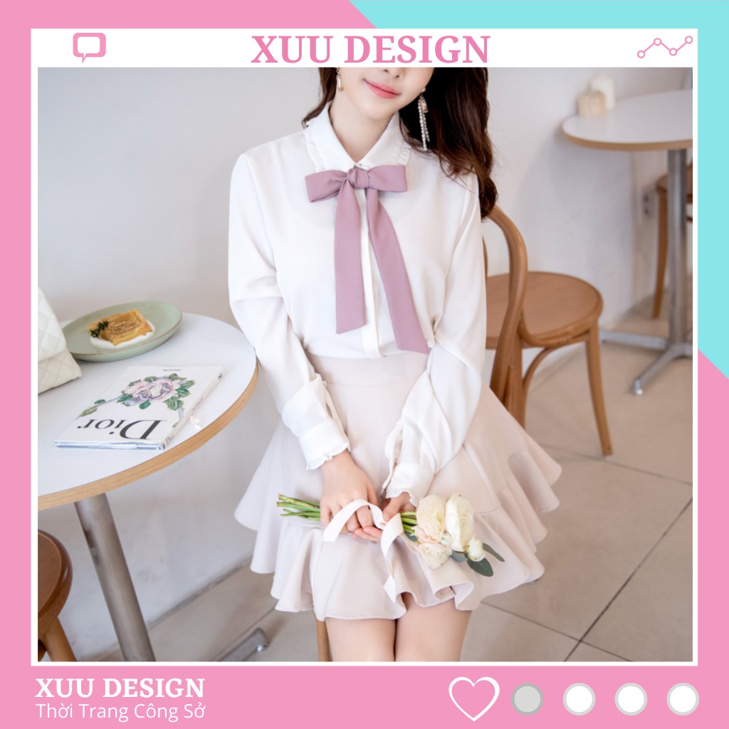 Áo Sơ Mi Nữ 💖Xuu Design💖Áo kiểu nữ phối nơ công sở chất liệu Lụa hàn cao cấp Xu03 | BigBuy360 - bigbuy360.vn