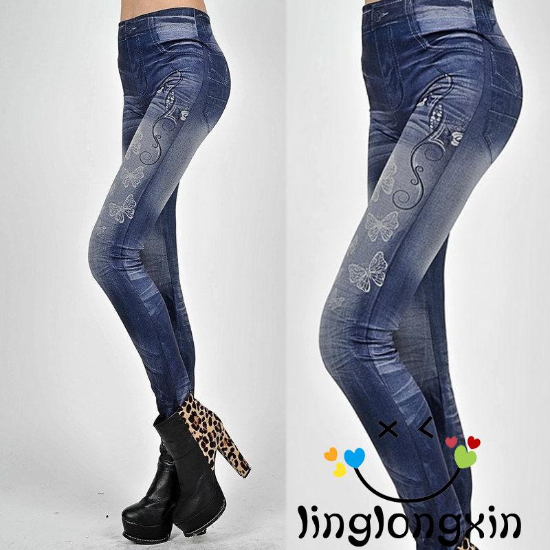 Quần legging form ôm giả jean hợp thời trang trẻ trung cho nữ