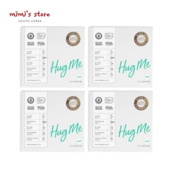 Hugme 100% Organic Cotton Cover Sanitary Pads 4 Packs, Băng vệ sinh hữu cơ (14EA-20EA * 4Packs)