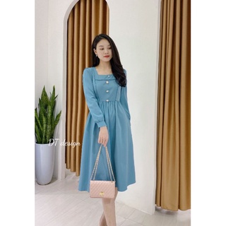 Váy xòe cổ vuông viền ngực