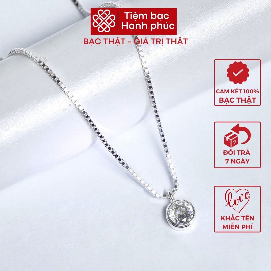 Dây chuyền nữ bạc ta mặt đá tròn siêu xinh (ảnh thật cuối) vòng cổ nữ bạc thật không đen - Mã TSJD13