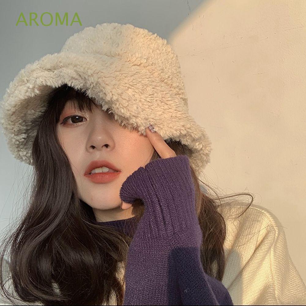 Mũ Bucket Chất Liệu Len Lông Cừu Giữ Ấm Phong Cách Hàn Quốc Thời Trang Cho Nữ