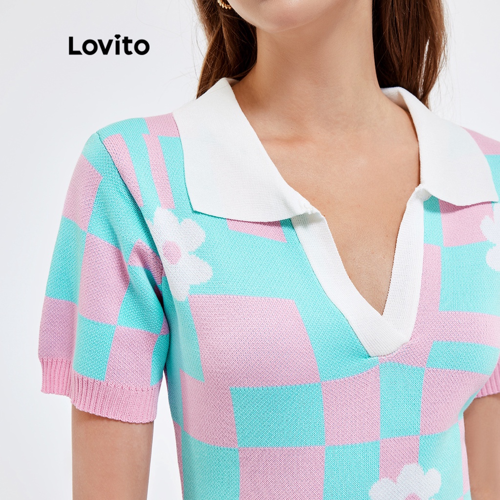 Đầm hoa Lovito bằng vải gingham phong cách thường ngày L25AD157 (nhiều màu)